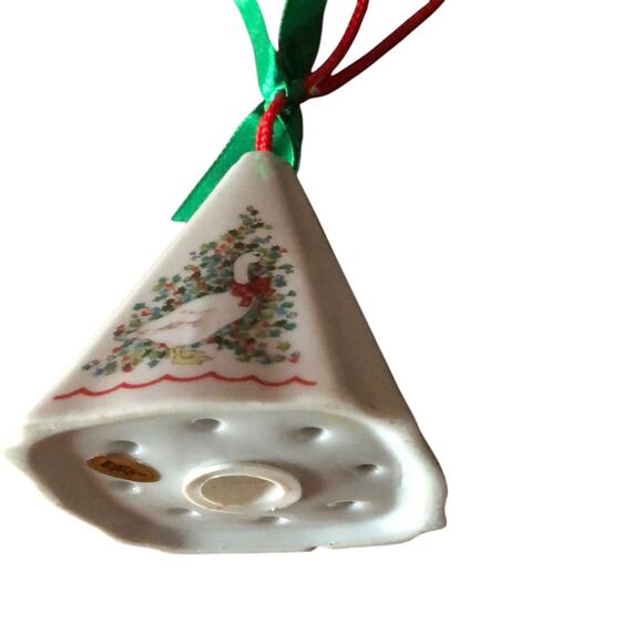 Vintage 80's Ceramic Goose Christmas Ornament Potpourri  Holder Holiday - Picture 8 of 9